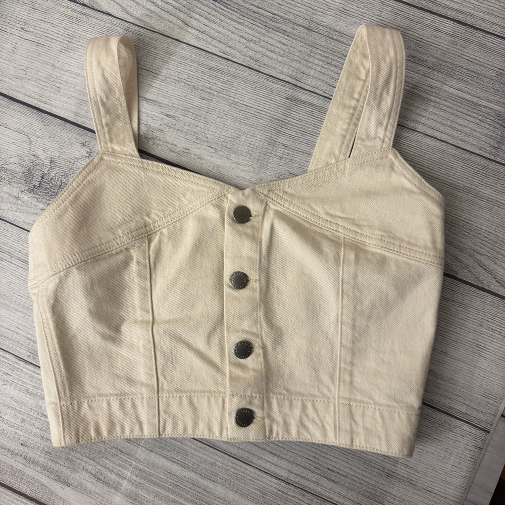 AG Adriano Goldschmied Hebe Bustier Top Cropped Women's Size‎ Medium Ecru Dunes - Picture 2 of 7